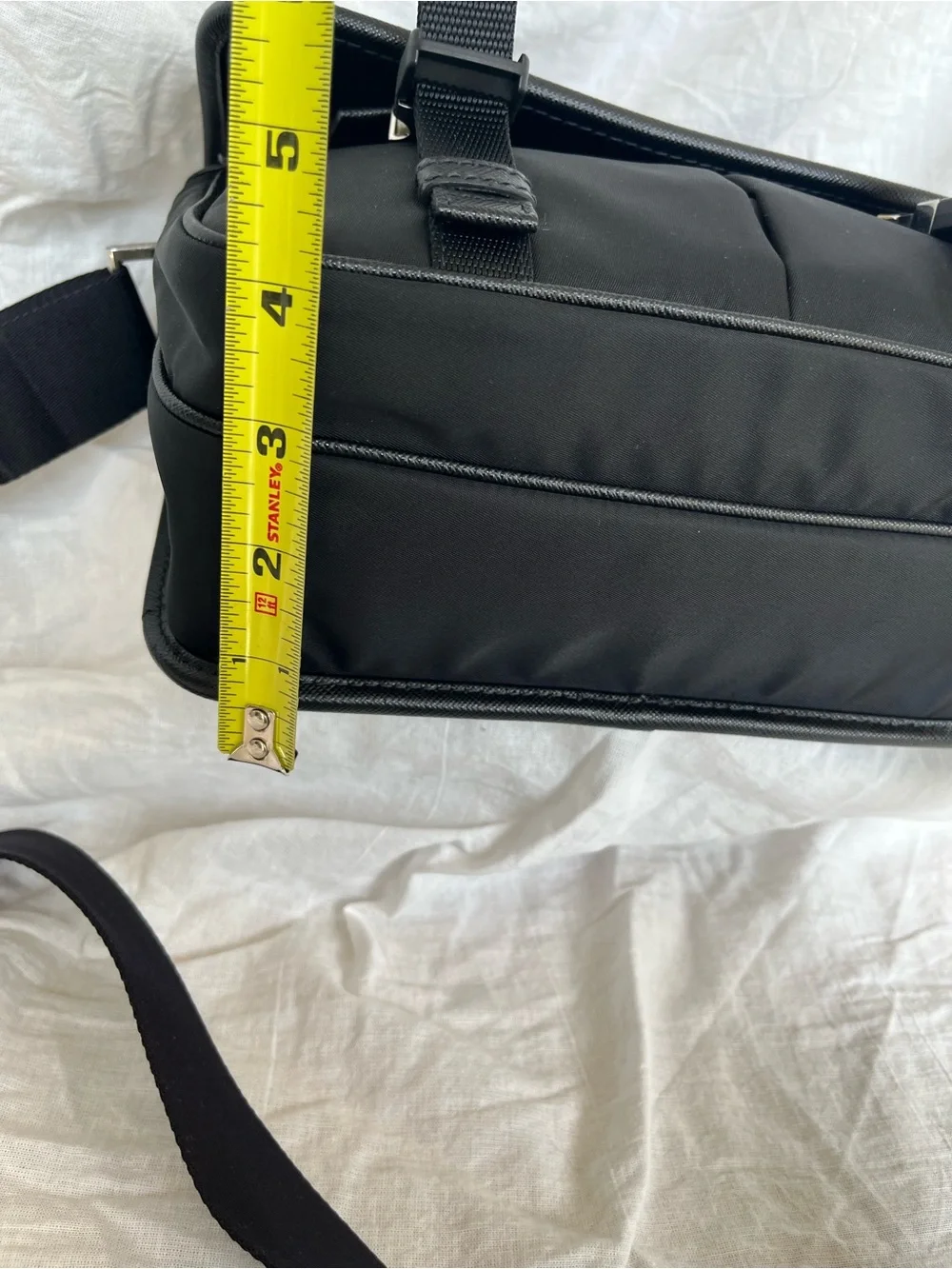 Prada Black Nylon Messenger Bag with Front Buckles